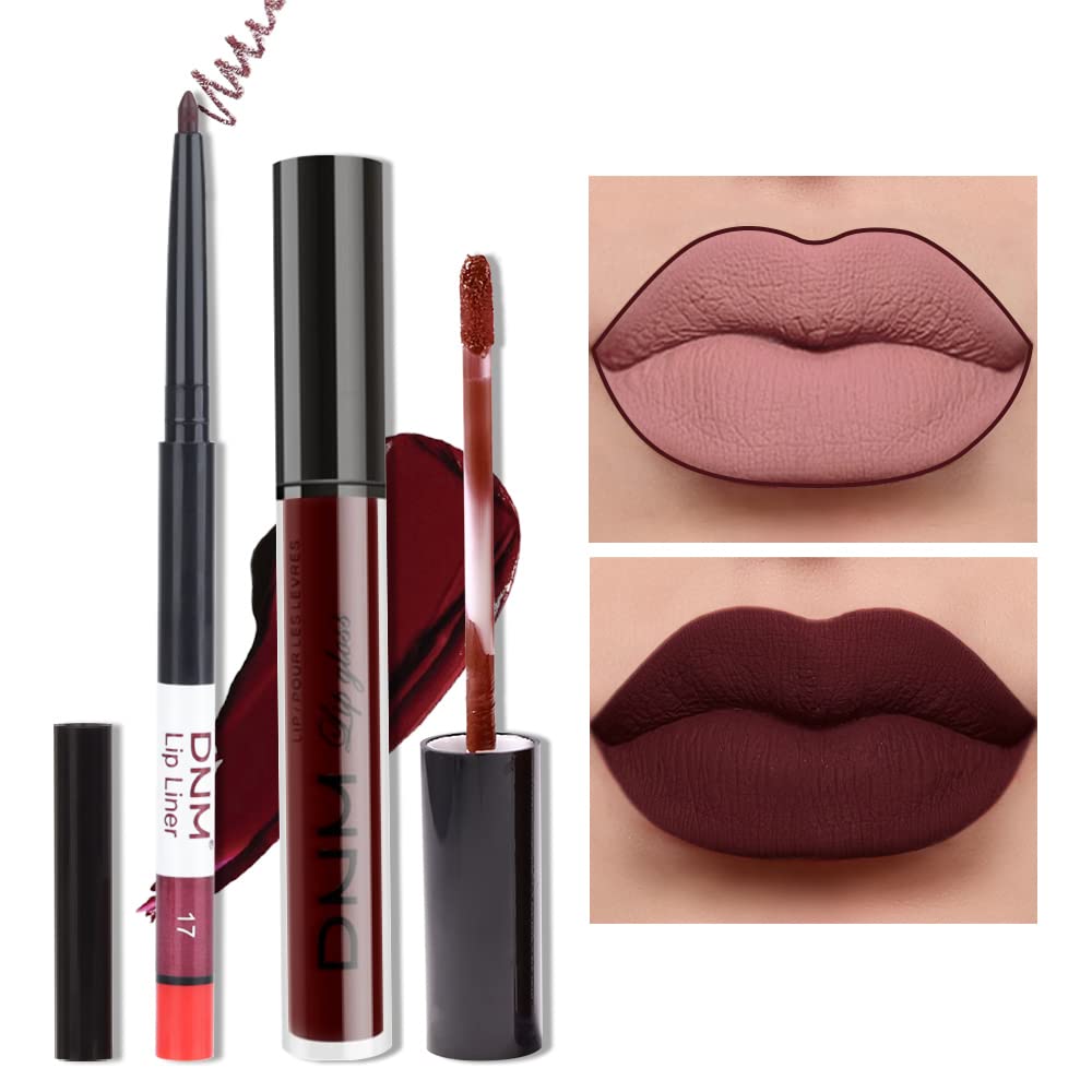 Medium Brown Beige Lip Liner & Matte Lipstick Set - Vegan, Long-Lasting, Waterproof | 2 Pcs