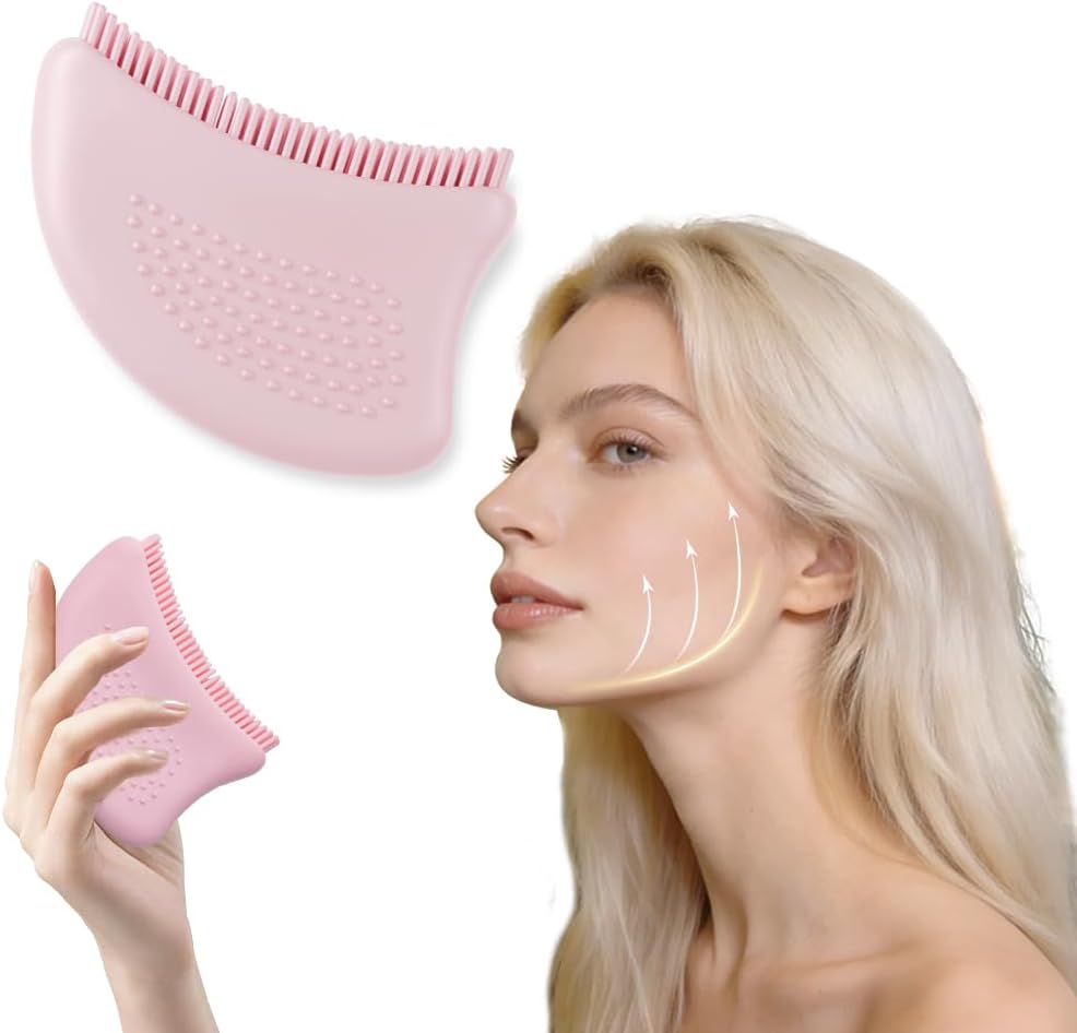 Lymphatic Contour Face Brush - Silicone Massager for Drainage & Sculpting | 2-Piece Set with Travel Case