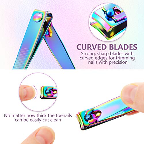 6-Piece Rainbow Stainless Steel Nail Clipper Set for Travel