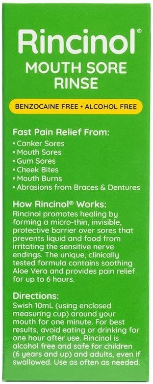 Canker-X Rincinol Oral Rinse Mouthwash - Fast Canker Sore Relief, 4 Fl Oz