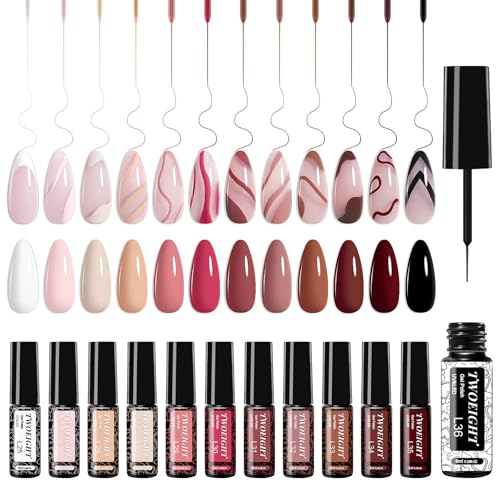 TWOEIGHT Gel Nail Polish Liner Art 12 Colors 8ml UV Lamp Soak-off
