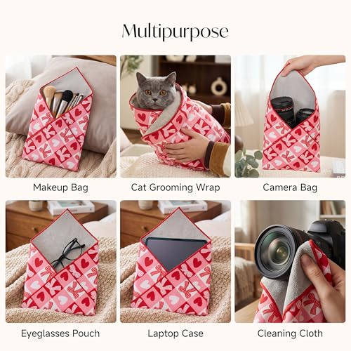 Stelle Foldable Makeup Bag - Portable Travel Organizer, Red Checkered