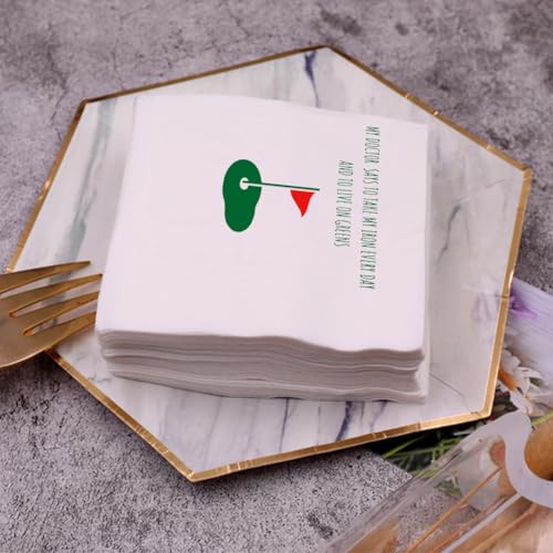 VOWFOO Golf-Themed Cocktail Napkins - 50 Disposable 5x5 In. Humor
