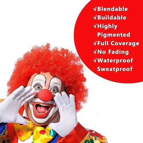 Wismee Professional Oil-Based Clown Makeup Set - Black, White & Red
