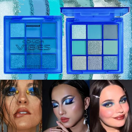 URQT 9-Color Blue Ocean Eyeshadow Palette - Pigmented Matte & Shimmer