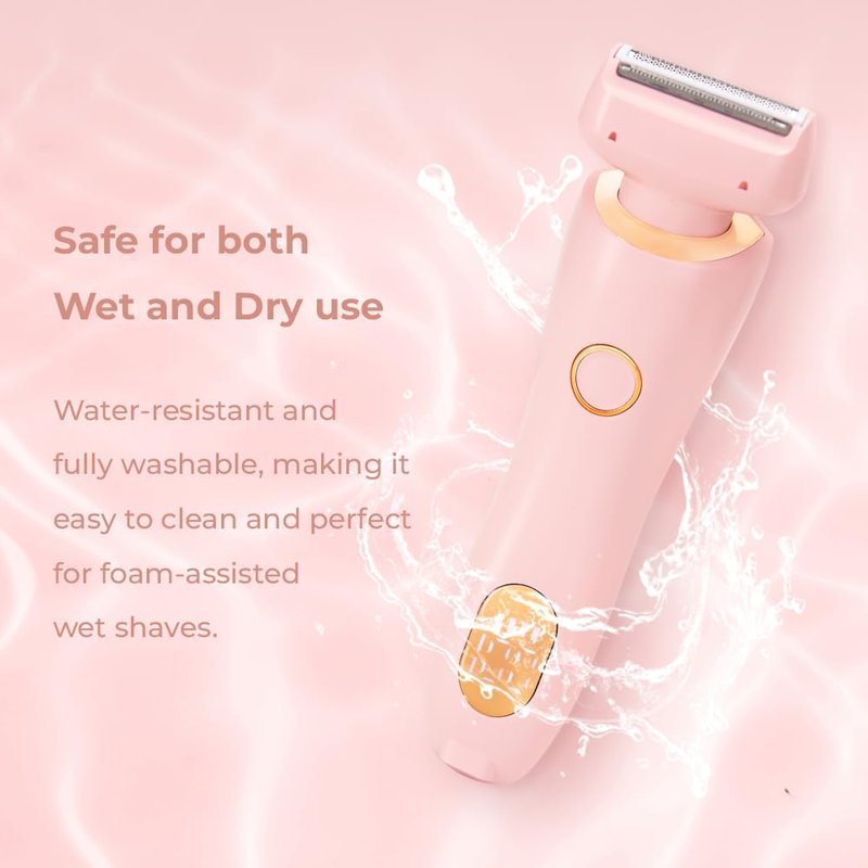 Women Intimate Shaver, Body Groomer Dual Head Bikini Trimmer 2 in 1 Electric Razors Cordless Dry/Wet Use for Pubic Hair, Armpit, Facial Hair Painless Removal Waterproof Rechargeable, for Underarm Leg