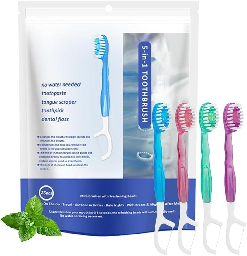 Disposable Travel Toothbrush Mix 5 Flavors, 26 pcs - Portable Oral Care Kit