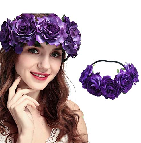 Purple Flower Crown Headband for Women, Girls & Pets - Elegant Hair Accessory