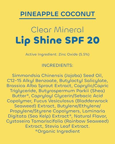 Hydrating Clear Mineral Lip Shine SPF 20 - Pineapple Coconut Flavor