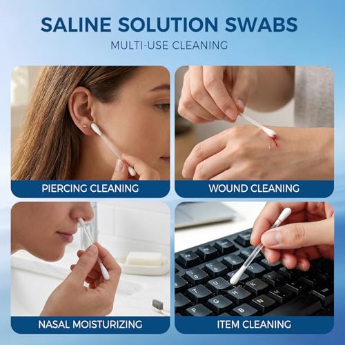 8cm Disposable Saline Cotton Swabs for Piercing Aftercare - 200 Pcs