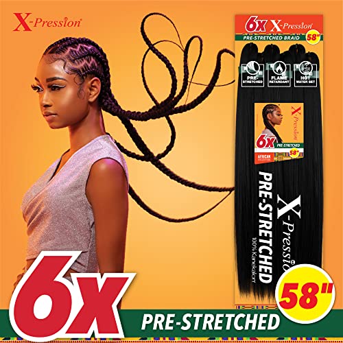 Sensationnel X-Pression Pre-Stretched Braiding Hair 58in - Jet Black 1