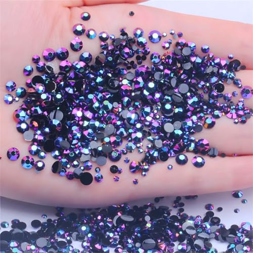 Kzkcy Flatback Rhinestones 1250Pcs SS20 5mm AB Black Purple Red Glitter Gems