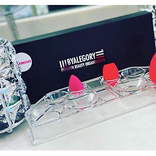 BY ALEGORY Acrylic Makeup Sponge Organizer - 9 Space Drying Tray Stand