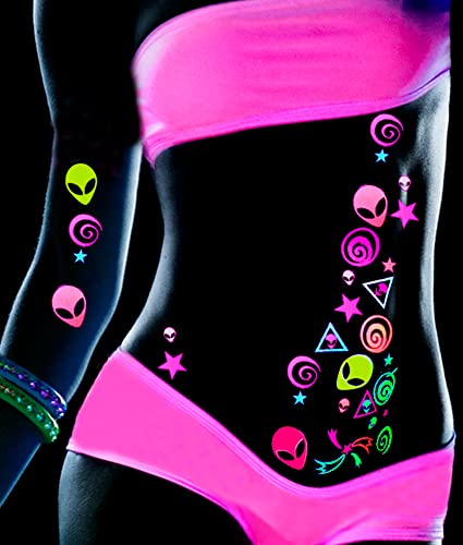 Neon Body Stickers 40pk - Glow-in-the-Dark Rave & Festival Face Decals
