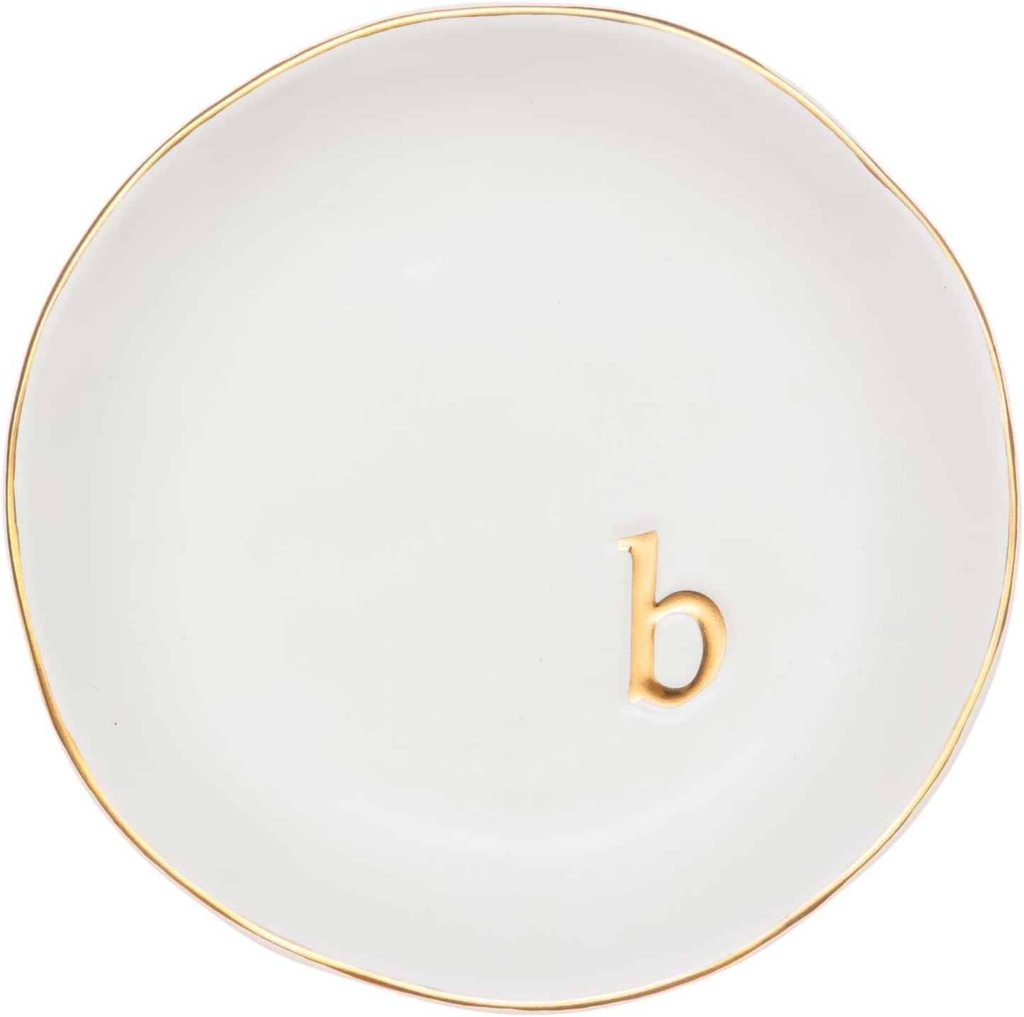 Ceramic Jewelry Tray - Decorative Trinket Dish for Rings, Earrings & Necklaces | 4.75" White Surface