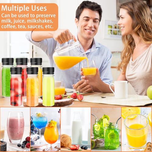 30 Pcs 2oz Leak-Proof Plastic Juice Bottles with Black Lids & Funnels