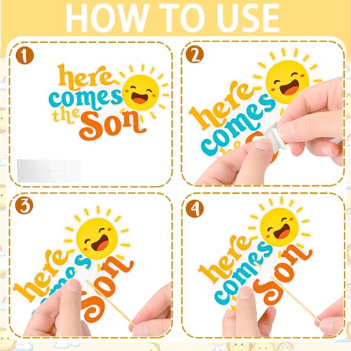 Here Comes The Son Centerpiece Sticks - 28Pcs Rainbow Baby Shower Decor