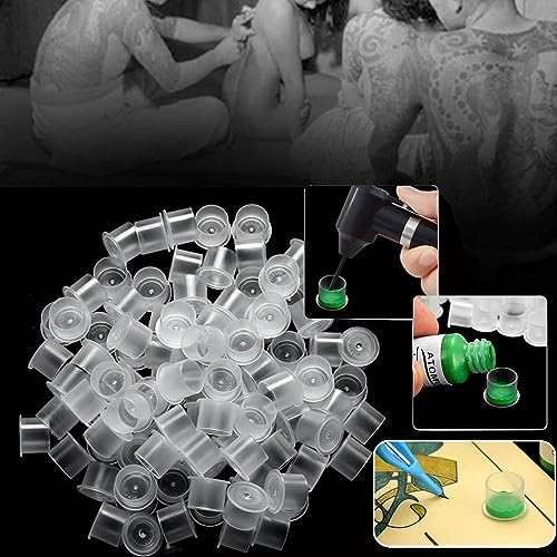 Urknall 300pcs Disposable Tattoo Ink Caps with Bases - Mixed Sizes