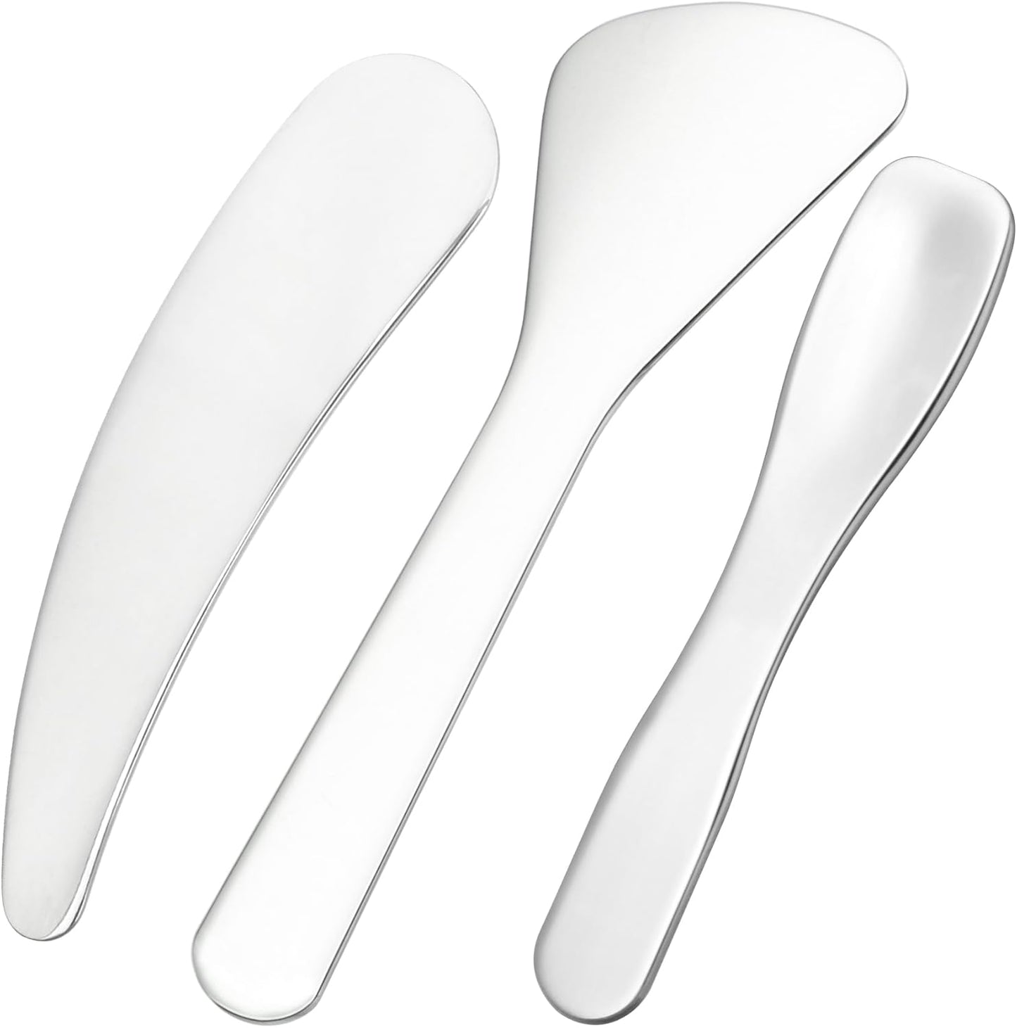 Pndeyo Mini Stainless Steel Makeup Spatula Set - 3 Reusable Cream Applicators for Skincare | 2.87x0.49in Silver Tools