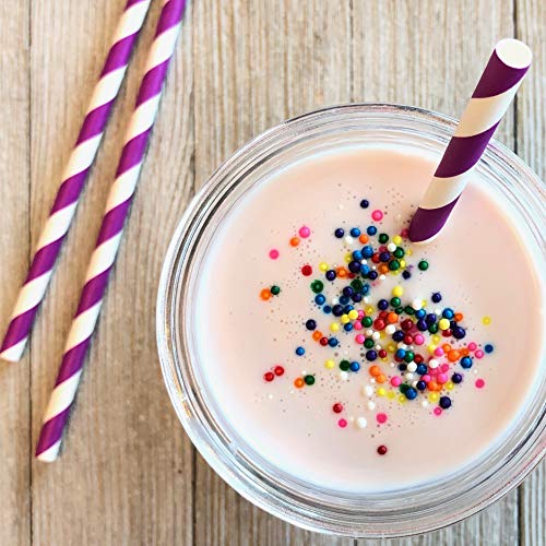 Mardi Gras Paper Straws - 150 Pack, 7.75 Inches, Biodegradable