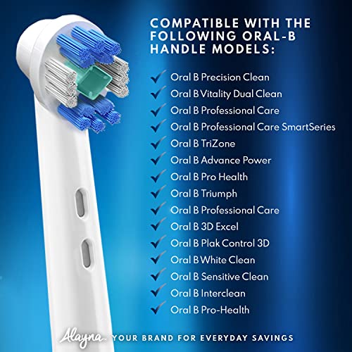 Alayna 3D Whitening Replacement Brush Heads for Oral-B, 16-Pack