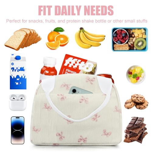 BuyCard Insulated Lunch Bag for Women - Cute Corduroy Tote