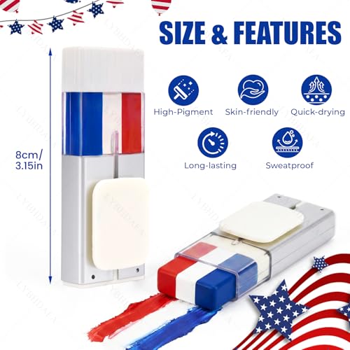 Red White and Blue Face Paint Sticks - Patriotic Makeup for 4th of July