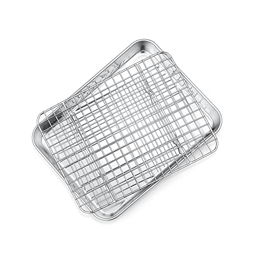 P&P CHEF 9 Inch Toaster Oven Baking Pan with Cooling Rack Set