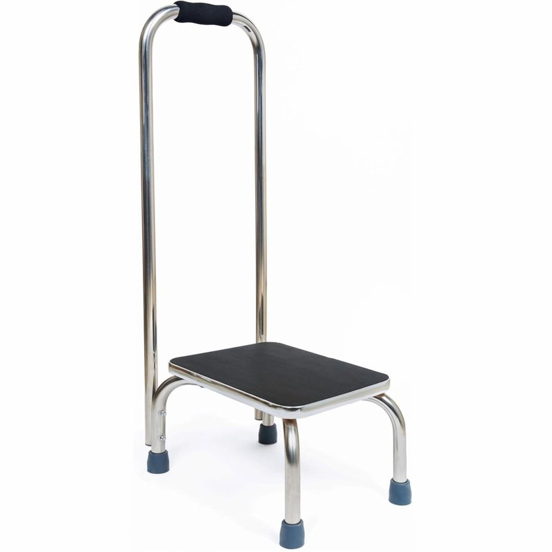 BodyMed Heavy-Duty Foot Step Stool with Handle and Non-Slip Rubber Platform for Seniors & Adults – Holds up to 300lbs, 9 ½ in. Step Up, 18”L x 11.5”W x 34”H
