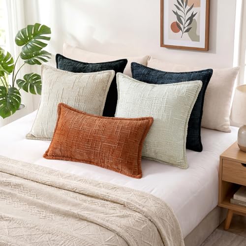 OTOSTAR 16x24 Inch Soft Chenille Decorative Pillow Cover - Rust