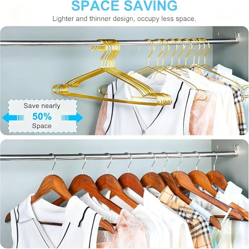 Heavy Duty Stainless Steel Clothes Hangers - 10 Pack Ultra Thin Space Saving Design