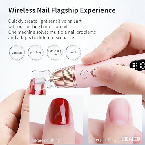 Pink Electric Nail Drill Kit with 10 Speeds & LED Light for Manicure Pedicure