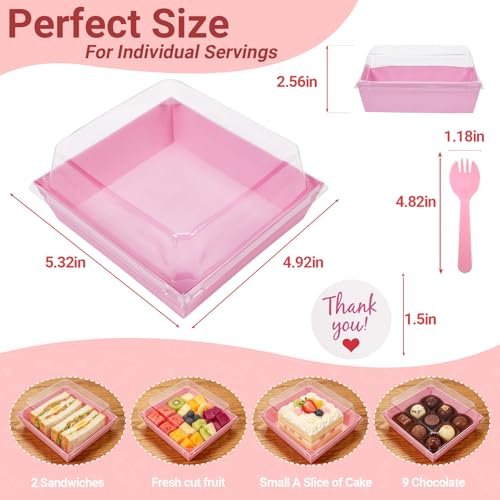 20 Pink Charcuterie Boxes with Clear Lids - Perfect for Parties