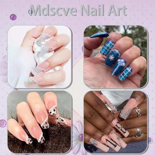 Mdscve 6100Pcs Nail Pearls Flatback Half Rounds with Tweezers & Picker Pencil – Silver