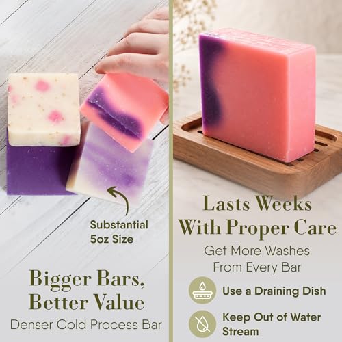 360Feel Handmade Floral Bar Soap Set - 4-Pack Cold-Processed Castile Soap