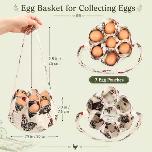 Egg Collection Apron with 7 Pouches for Chickens, Ducks, and Geese