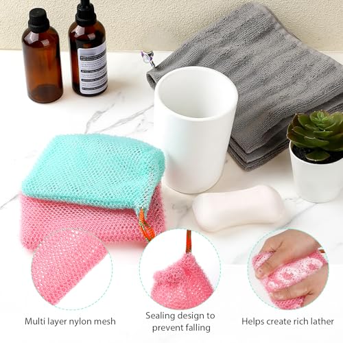 2-Pack Exfoliating Soap Savers for Bar Soap - Mesh Shower Bags