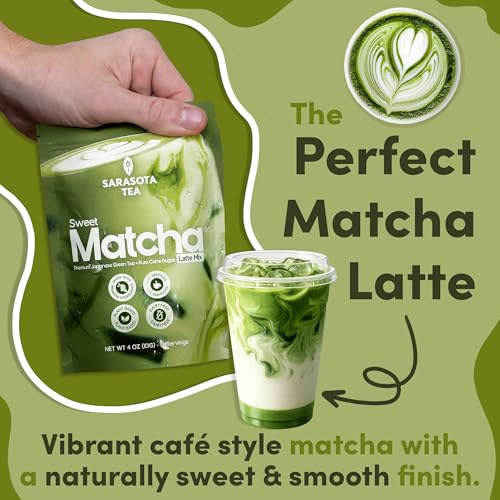 Sweetened Matcha Latte Mix - 4 oz Green Tea Powder for Hot or Iced Drinks