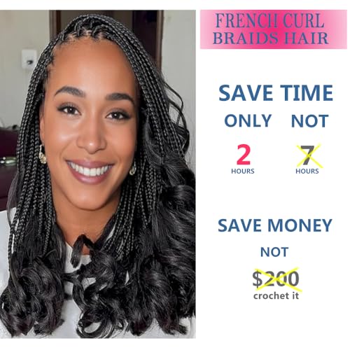 French Curl Crochet Braids - 14 Inch 7 Packs Goddess Box Braids