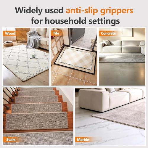 16 Pcs Anti-Slip Rug Tape for Hardwood Floors – Reusable Grippers