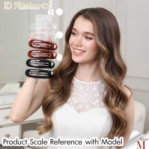 RC ROCHE 6 Pcs Medium Brown & Black Flat Hair Clips for Women
