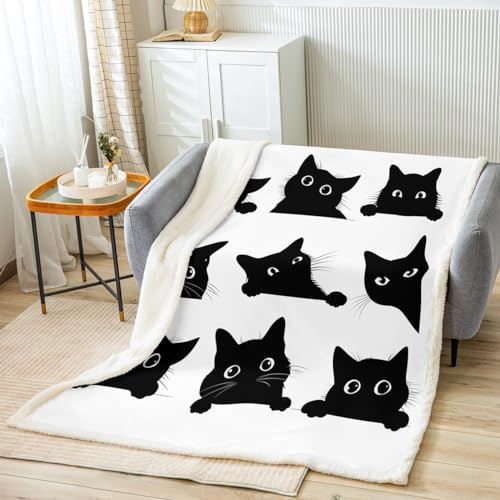 Feelyou Black Cat Fleece Blanket for Kids - Super Soft 30x40