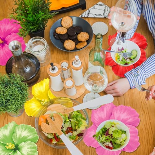 30 Pcs Hibiscus Flower Placemats - Colorful Disposable Table Mats