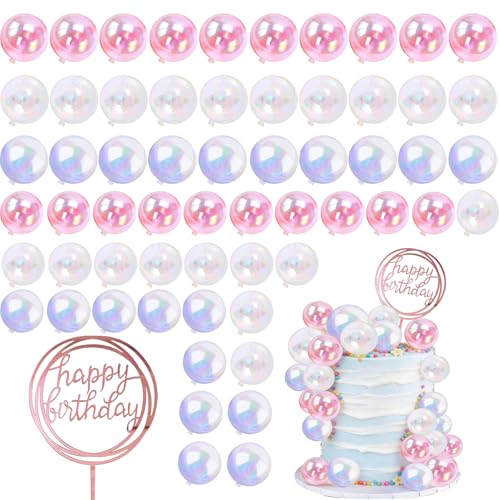 61PCS Bubble Ball Cake Toppers for Birthday & Wedding Decor