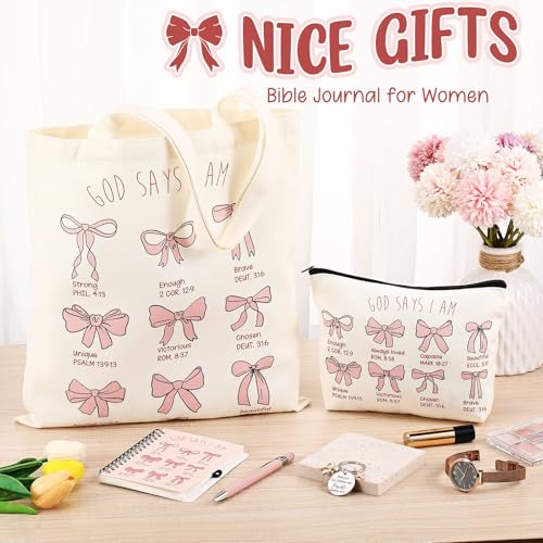 5-Piece Pink Bible Verse Canvas Tote Bag and Stationery Gift Set