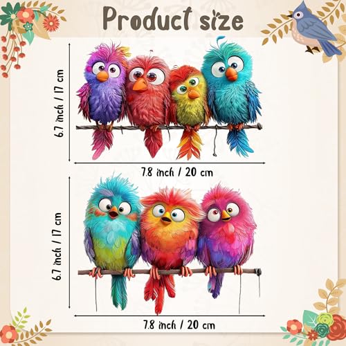 9-Piece Colorful Watercolor Bird Vinyl Wall Decals Set