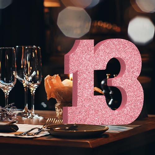Glittery Number 13 Table Centerpiece for 13th Birthday Party