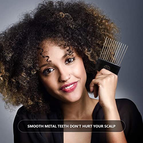 2-Pack Metal Hair Picks for Afro & Curly Hair Styling