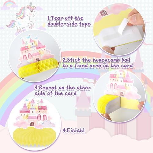 12Pcs Rainbow Unicorn Honeycomb Centerpieces for Birthday Party