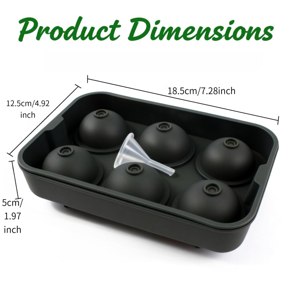 Large Silicone Ice Ball Mold Set with Lid, Reusable BPA-Free Sphere Ice Cube Trays for Cocktails, Whiskey, Juice & Drinks